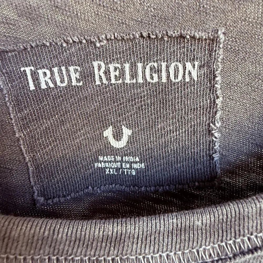 True Religion T Shirt Mens XXL Graphic Print‎ Eagle Vintage Wash Streetwear Tee